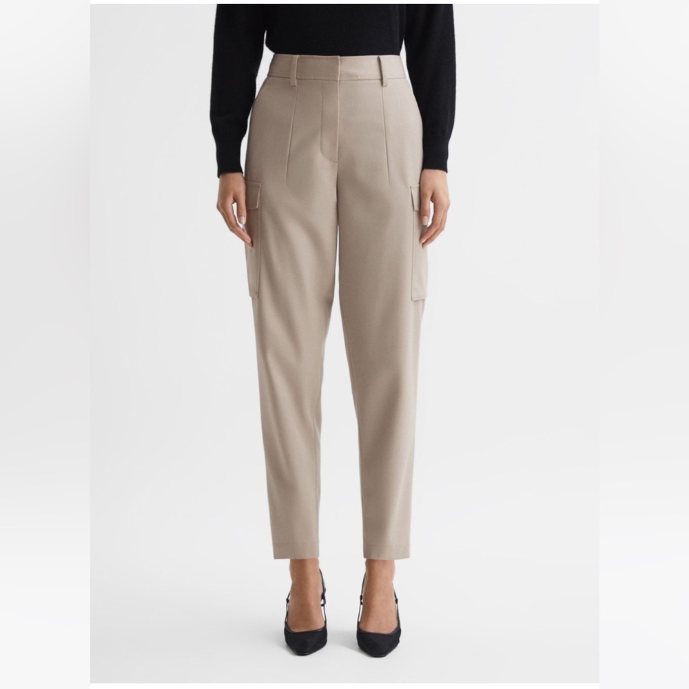 Reiss ‘Violet’ Mid Rise Cargo Wool Blend Trousers, Size 12